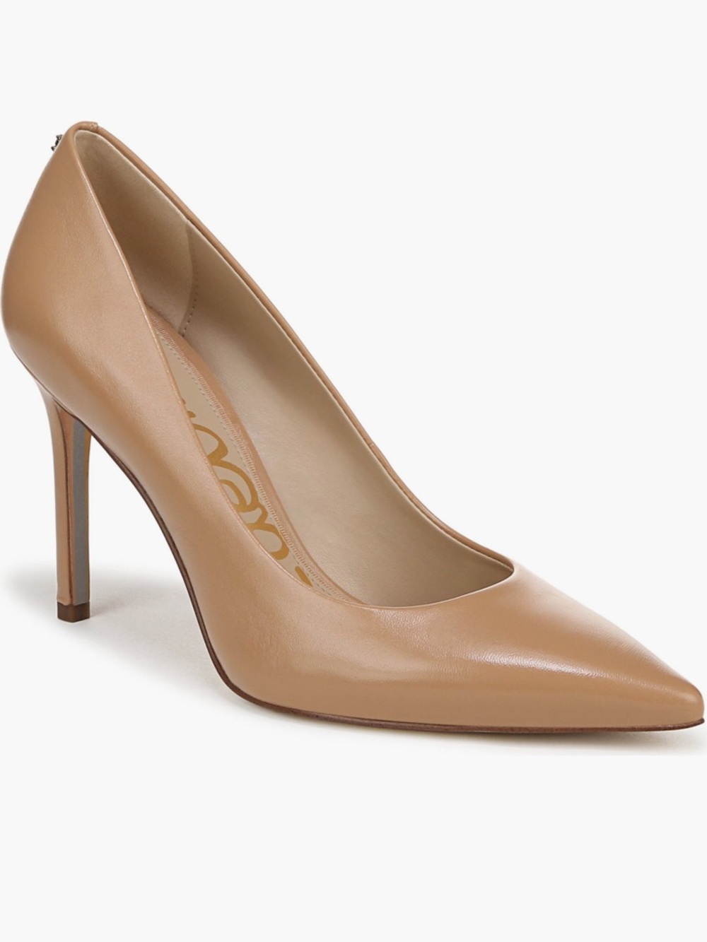 Sam Edelman Nude Tan Pointed-Toe Leather Pump